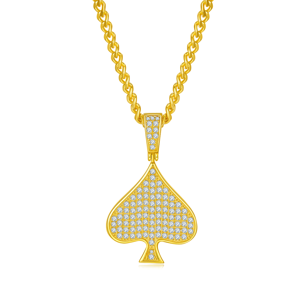 Spades Hip Hop Necklace S925 Silver Pendant Moissanite Grade D 0.78CT